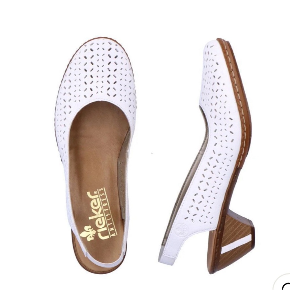 Rieker White Sling Bag Mid Heel Shoes